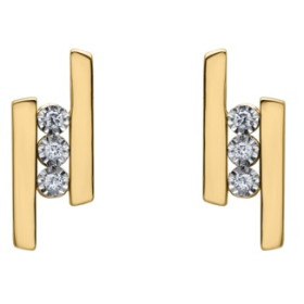 Clous d'oreilles trilogie or jaune et diamant HP1 0.06ct