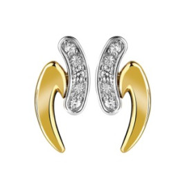 Clous d'oreilles or bicolore et diamant HP1 0.03ct