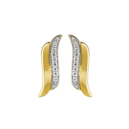 Clous d\'oreilles or bicolore et diamant HP1 0.08ct - Bijouterieonline.com