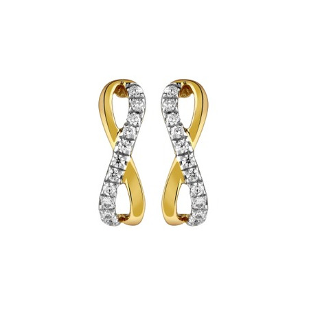 Clous d\'oreilles infini or bicolore et diamant HP1 0.11ct - Bijouterieonline.com