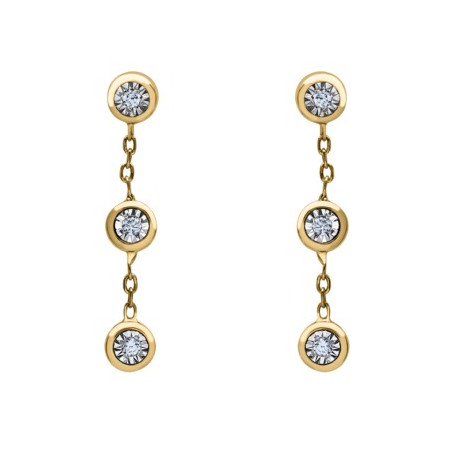 Boucles d\'oreilles or jaune et diamant HP1 0.06ct - Bijouterieonline.com