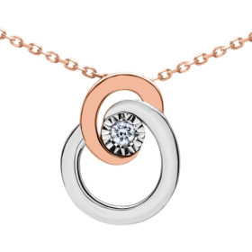 Collier or blanc et rose, diamant HP1 0.032ct