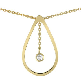 Collier or jaune goutte et diamant HP1 0.03ct