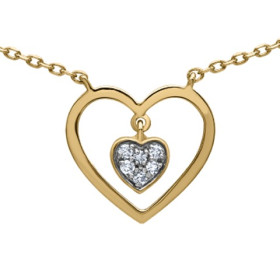 Collier or jaune coeur et diamant HP1 0.03ct