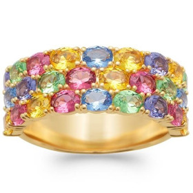 Bague plaqué or avec zirconium multicolores