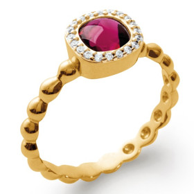 Bague plaqué or zirconium rouge