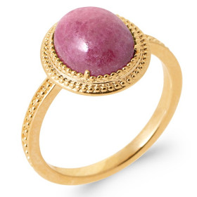 Bague plaqué or avec Rhodonite de 10 x 8 mm.