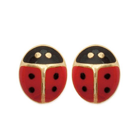 Clous d'oreilles plaqué or coccinelles