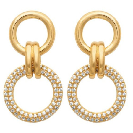 Boucles d\'oreilles plaqué or anneaux avec oxydes de zirconium - Bijouterieonline.com