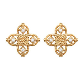 Boucles d'oreilles fleurs stylisées croix