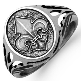 Chevalière fleur de lys en argent