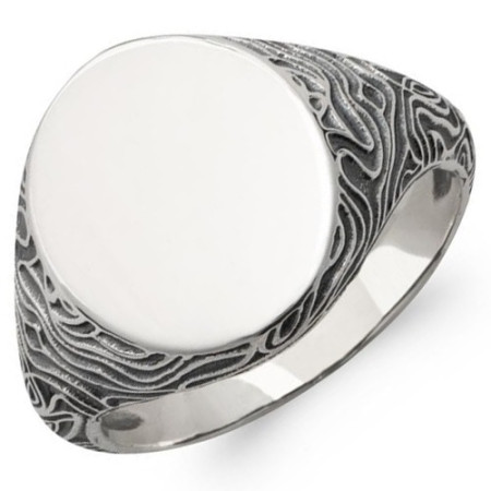 Chevalière motifs damassé en argent - Bijouterieonline.com