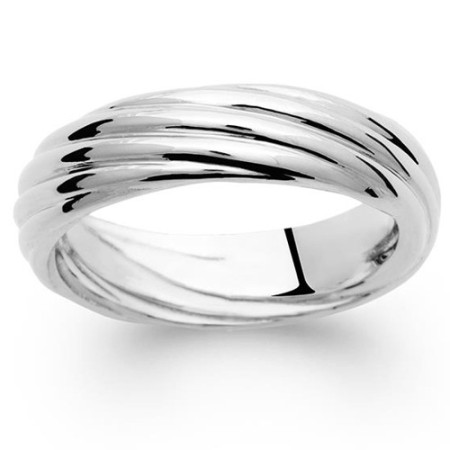 Bague bombée rainurée en argent - Bijouterieonline.com