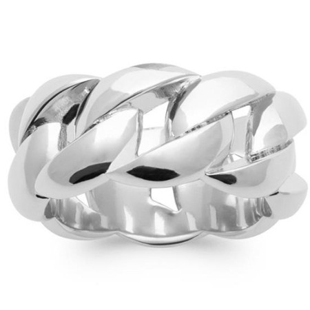 Bague en argent grosse maille gourmette - Bijouterieonline.com