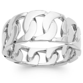 Bague argent grosse maille plate