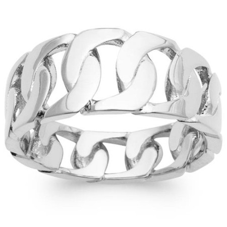 Bague argent grosse maille plate - Bijouterieonline.com