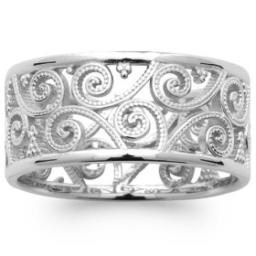 Bague argent spirales et volutes.