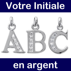 Pendentif lettre en argent et oxydes de zirconium