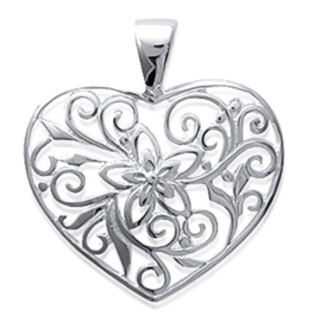 Pendentif coeur ajouré en argent