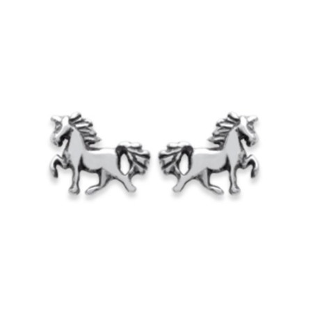 Clous d'oreilles chevaux argent