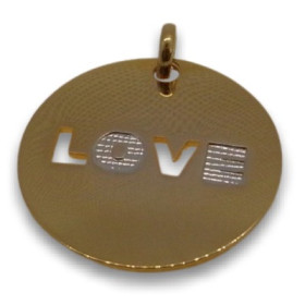 Pendentif rond plaqué or love