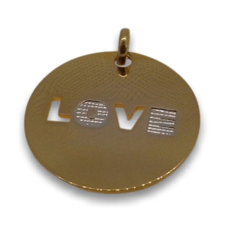 Pendentif rond plaqué or love