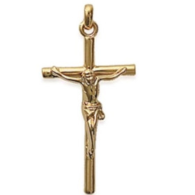 Pendentif crucifix en plaqué or 3 x 2 cm.